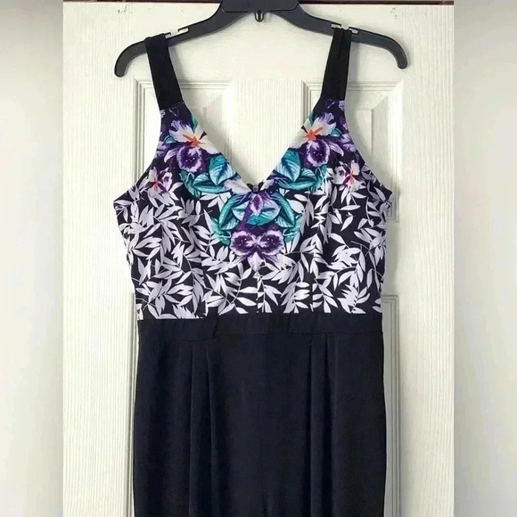 Nicole Miller Alha Paradise Black Floral Jumpsuit Medium - Picture 3 of 6